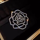 Broche rose Borasi couleur argent | Acier inoxydable | Broche | Bijoux pour femmes | Mariage | Élégant |