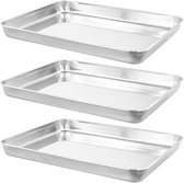 Set de trois plaques de cuisson en acier inoxydable pour une utilisation polyvalente en Cuisine