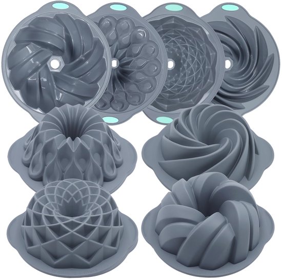 Lurch FlexiForm Mini peperkoek 2 bakvormen voor in totaal 24 mini peperkoek plankjes, harten en sterren premium platina siliconen 20 x 30 cm