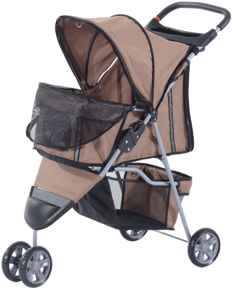 Honden/Katten buggy Bruin honden wandelwagen dieren transport