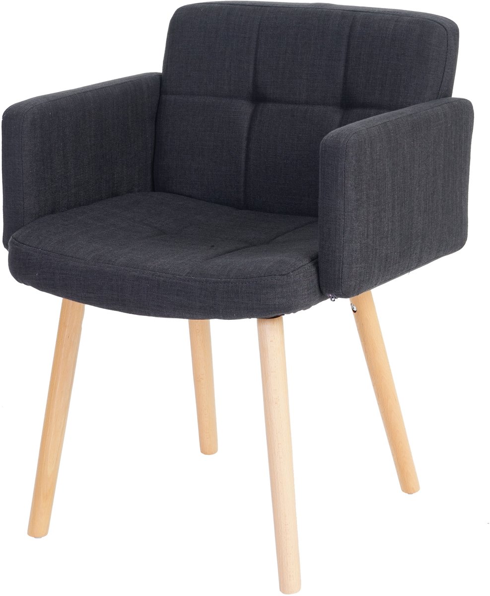 MCW Eetkamerstoel Orlando II, keukenstoel, retro design ~ textiel, donkergrijs