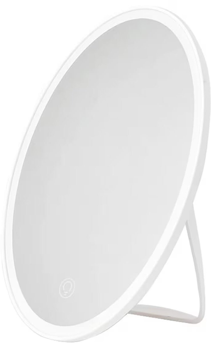 Avide Make-Up Spiegel met LED Verlichting - 5W - Oplaadbaar - 50 lumen - Ø23.8cm - Dimbaar - Koel Wit