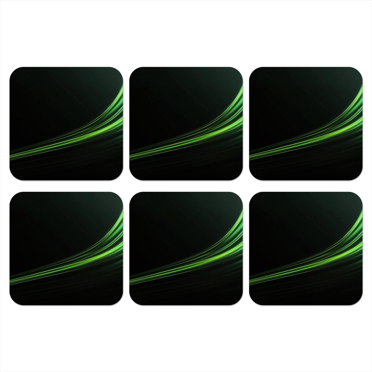 Onderzetters voor glazen - Lijnen - Boog - Groen - 10x10 cm - Glasonderzetters - 6 stuks