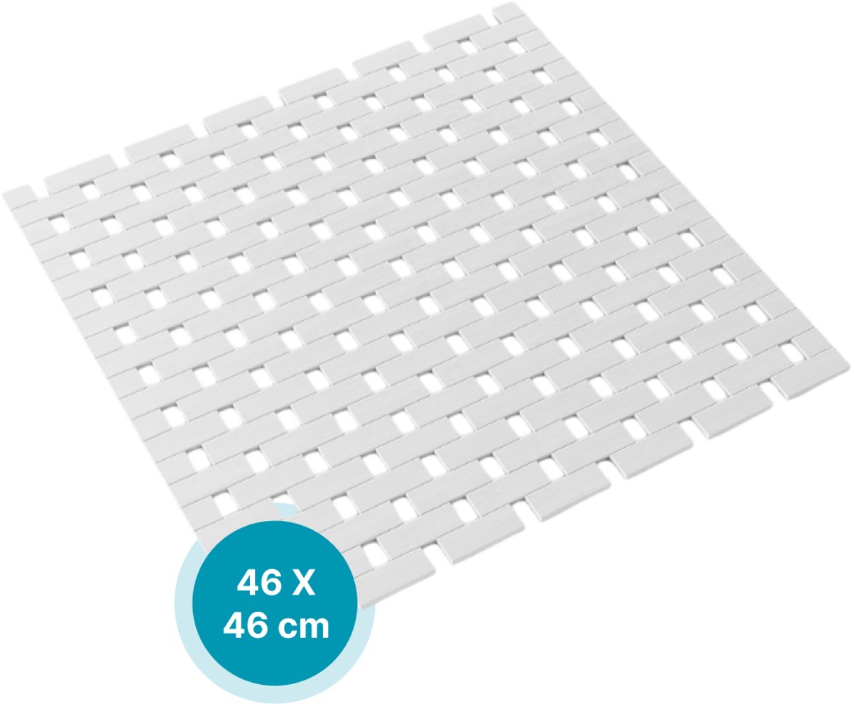 DRESTA Badmat Mira 46X46CM – Douchemat – Badmat antislip – Badmatten – Bamboe Badmat – Wit