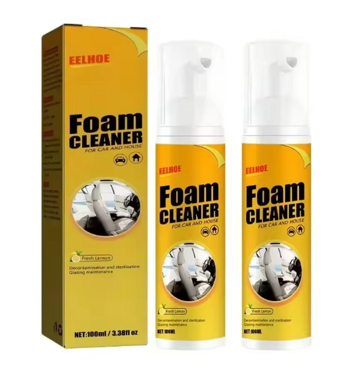 TLVX 2x Schuimreiniger Interieur 150ml / Foam Cleaner / 300ml / Auto Interieur Schoonmaak / Citroen / Reinigen vlek Stof / Vinyl / Textiel / Leer Autostoelen schoonmaken / Vlekken bankstel / Kleding vlekken verwijderen / Stoelen reiniger / Effectief!