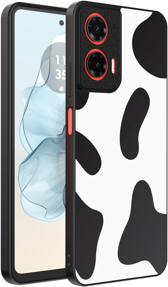 Smartphonica Telefoonhoesje Geschikt voor Motorola Moto G04 - G24 - G24 Power - E14 met Koeienvlekken Opdruk - TPU Backcover Case With Cow Patches Design