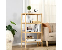 Strandregal 4-stufiges Bücherregal aus Bambus 62x33x112cm für Büro Lager Küche Natur