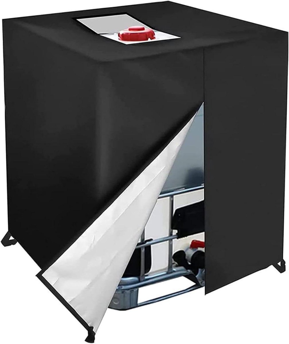 Allecto Plus - IBC Tankafdekking 1000 liter waterdicht zwart 120 x 100 x 116 cm - Oxford-stof - Voor buiten - Stofdicht - Tankcontainer - Afdekkingen