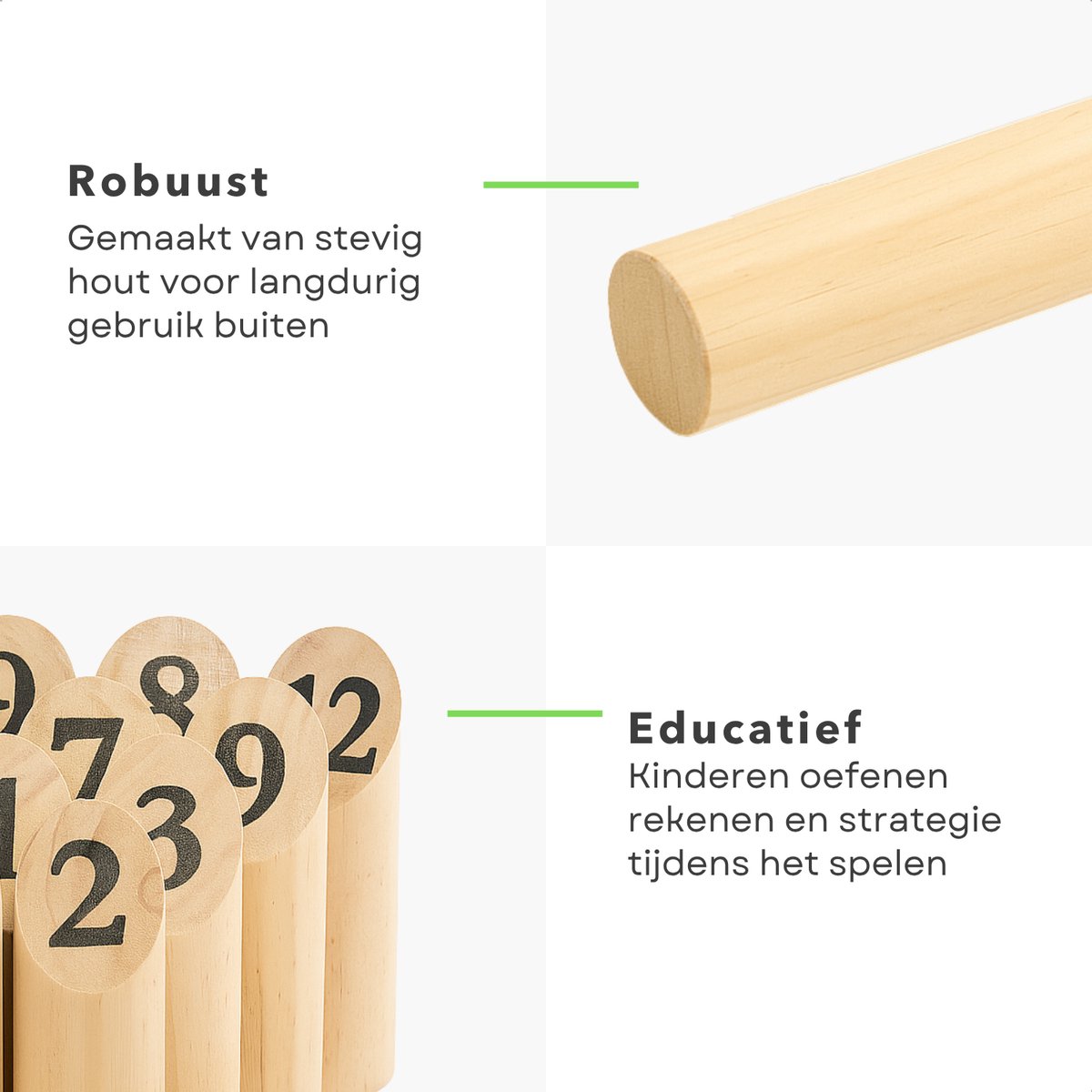 Cheqo® Houten Werp Spel - Kubb Spel - Fins Werpspel - 13-Delig Werpspel - Voor Tuin en Park - Massief Hout — afbeelding 2