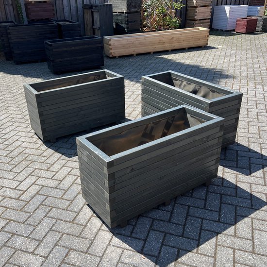 AMISHOUT - Jardinière haute en bois 100x40x54 cm - anthracite - jardinière d'extérieur