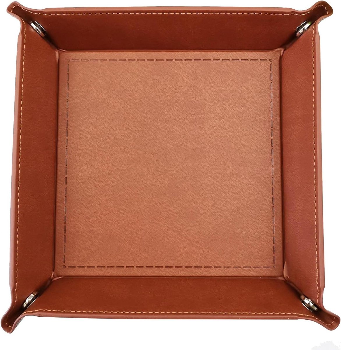 Allecto Plus - Tray Organiser opbergdoos voor horloges mobiele telefoons sieraden sleutels en munten voor huis en kantoor water- en krasbestendig bruin (18 x 18 cm)