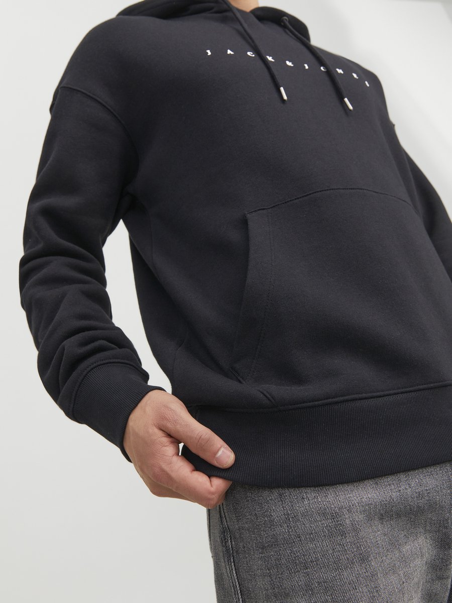JACK & JONES Star jj sweat hood regular fit - heren hoodie katoenmengsel met capuchon - zwart — afbeelding 5