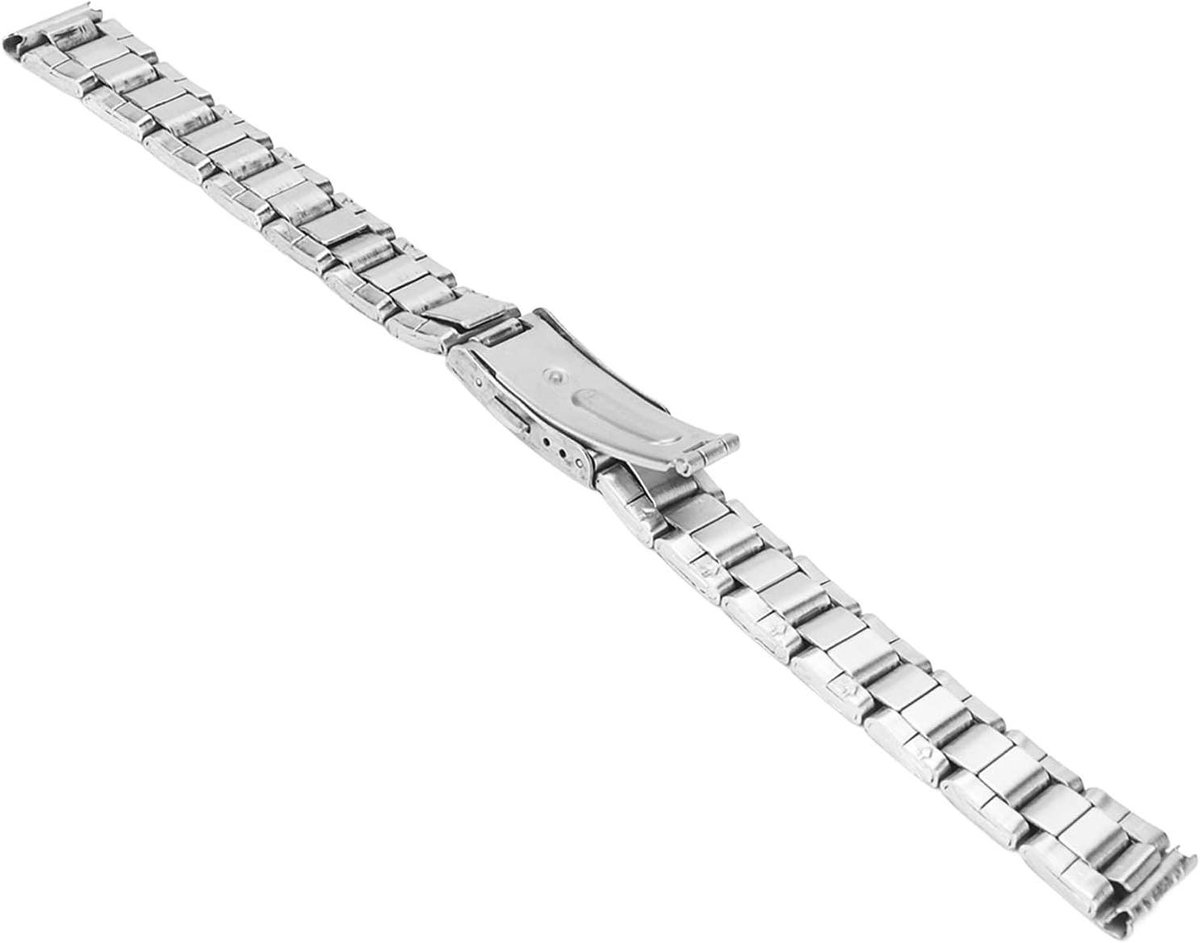 Stainless Steel Horlogeband Zilver Verstelbaar Inkortbaar met Dubbele Gesp - 12-22mm Vervanging voor Heren en Dames (18mm)