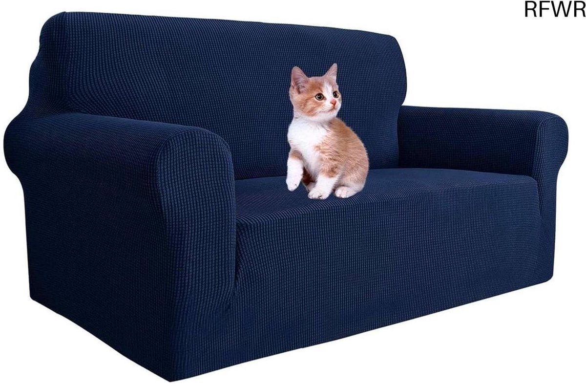 RFWR Universele 2-zits Zetelhoes van Jacquard Spandex - Honden- en Katvriendelijke Meubelbeschermers voor de Woonkamer Blauw