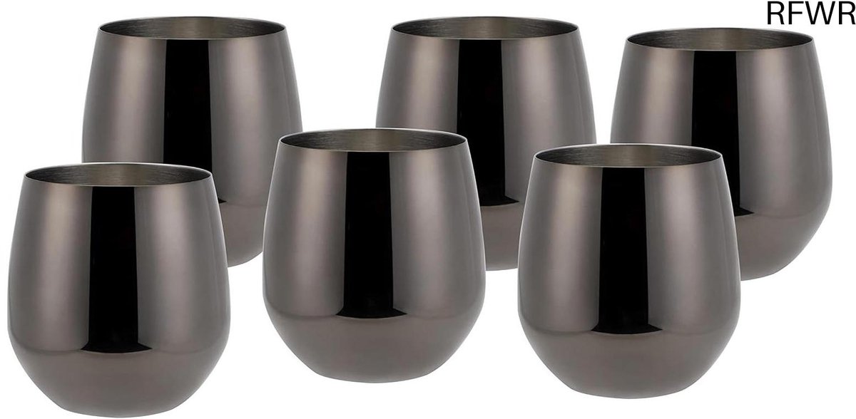 RFWR® Set van 6 roestvrijstalen wijn- en waterglazen 500 ml – ideaal voor buitengebruik