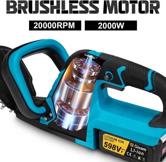 Elektrische Heggenschaar - Draadloze Accu Snoeischaar - 20000 RPM Borstelloze Motor - 2000W Tuingereedschap - Heggenschaar Lang - Snoeischaar lang - Elektriche Snoeischaar - Snoeiapparaat - Struikensnijder - Lichtgewicht - Inclusief 2 Accu’s — afbeelding 2