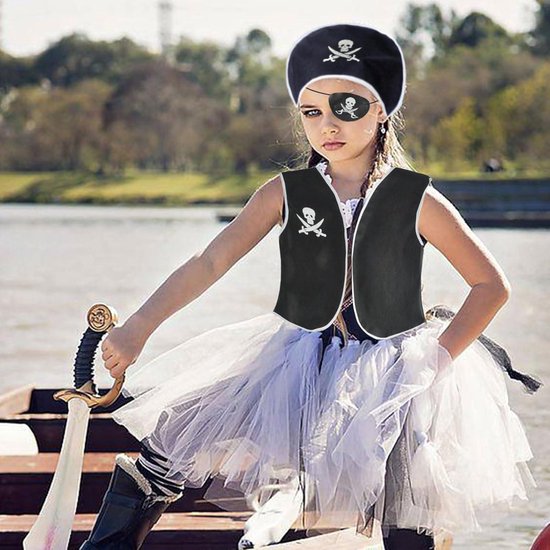 Tacobear Piratenkostuum voor kinderen, met piratenaccessoires, piraat, hoed, patch, kompas, tas, oorbel, piraat, kapitein, Halloween, kostuum, carnaval voor kinderen van 4, 5-7 jaar (S, 5-7 jaar