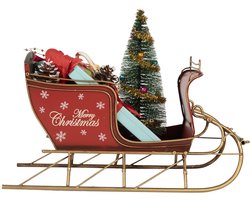 Clayre & Eef Décoration de Noël Image Luge 30x15x22 cm Rouge Métal