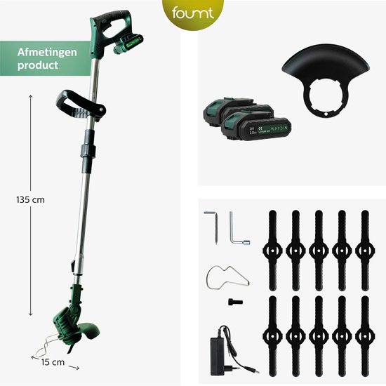 Mardin Kantenmaaier - Grastrimmer - Bosmaaier - Incl. 2 accu's en lader - Zwart/Groen