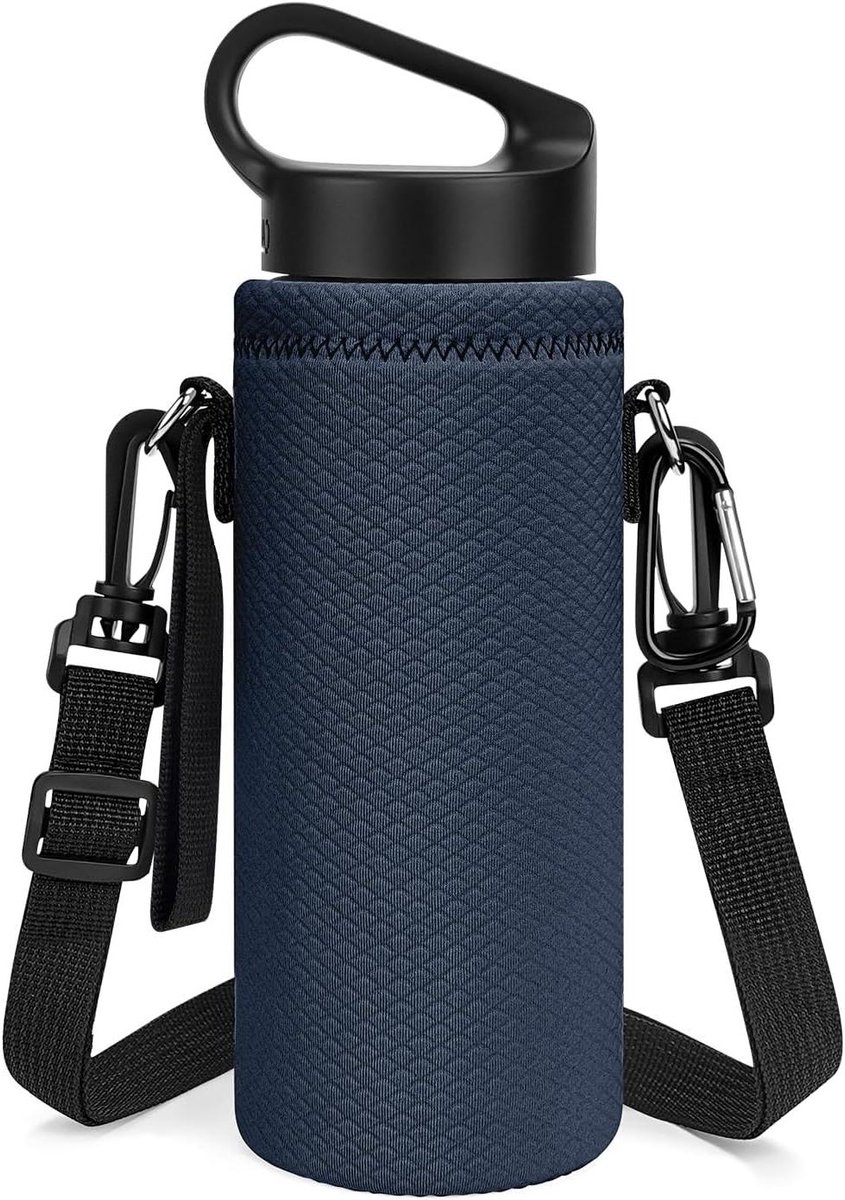 Allecto Plus - Waterfleshouder met riem voor Waterfles - Compatibel met Hydro Flask en CamelBak - Inclusief schouderriem - Handig accessoire voor onderweg - Grijs