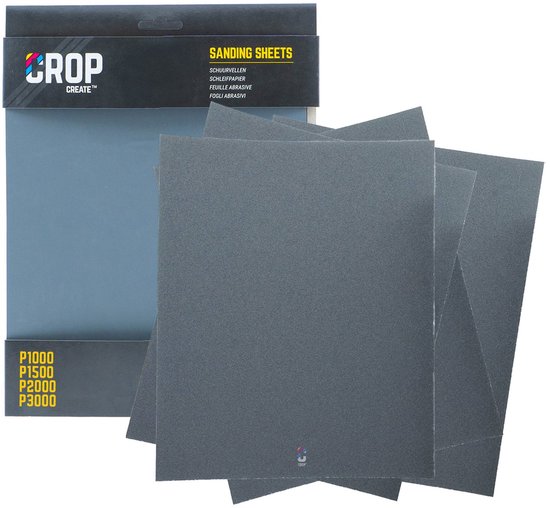 CROP Waterproof Schuurpapier Set - Korrel 1000 + 1500 + 2000 + 3000 - 230 x 280 mm - 4 stuks Sandpaper