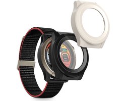 kwmobile 2x cover geschikt voor Amazfit Cheetah / Amazfit Cheetah Pro - Fitnesstracker cover van gehard glas en kunststof frame set zwart / wit
