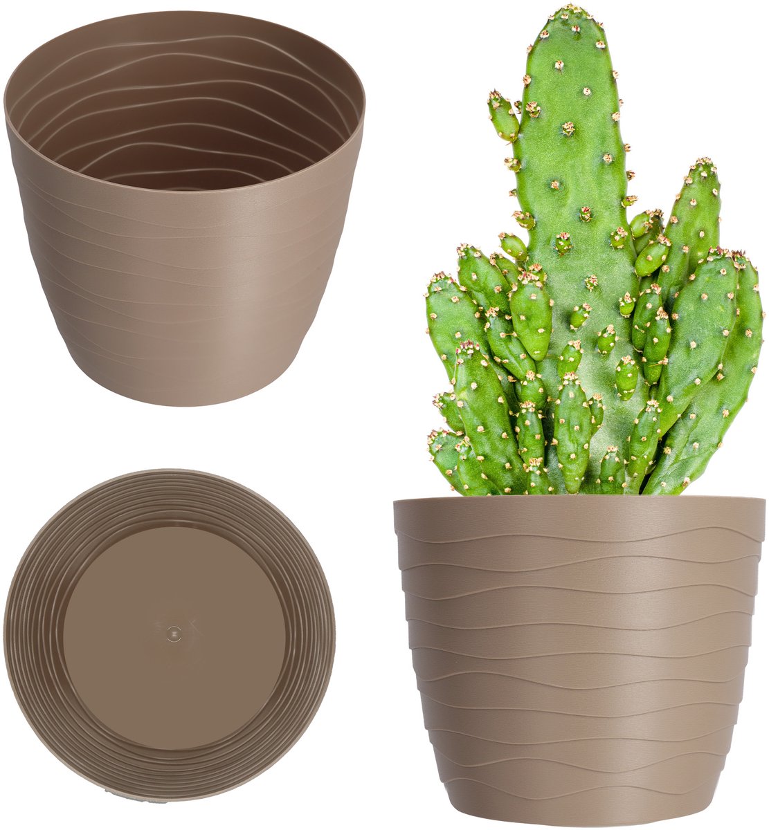 KADAX Bloempot van kunststof, diameter 11-19 cm, 7 kleuren, eenvoudige plantenpot, moderne plantenbak, robuuste bloempotbescherming, ronde pot, diameter 13 cm, beige