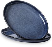 Plateau de service ovale Extra large en céramique – 14,5 pouces – Porcelaine – Assiettes à dîner – Plateau de service long – Nourriture de restaurant de fête – Plateau de viande, sushi, poisson, dinde