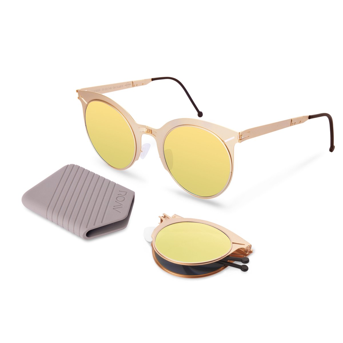 ROAV ZUMA - Opvouwbare zonnebril – Polariserend UV400 - Brush Gold - Copper Mirror glazen