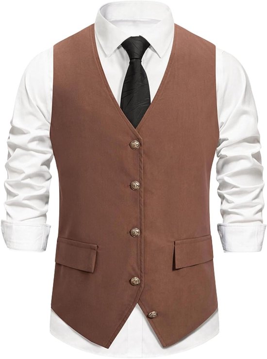 Gilet Vintage pour homme pour festival , party d'Halloween, mariage - gilet de costume solide de style gothique steampunk victorien