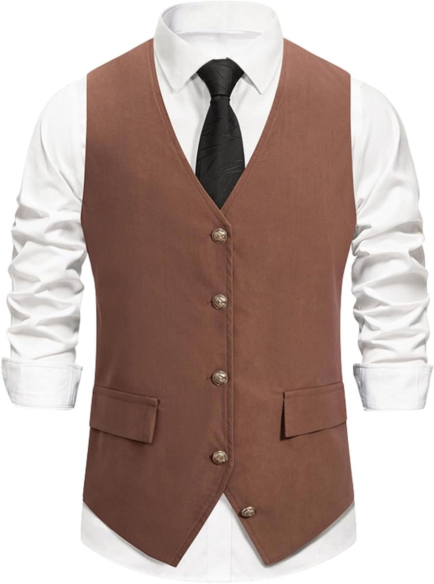 Vintage heren vest voor festival Halloween party bruiloft - solide pak vest in Victoriaanse steampunk gothic stijl
