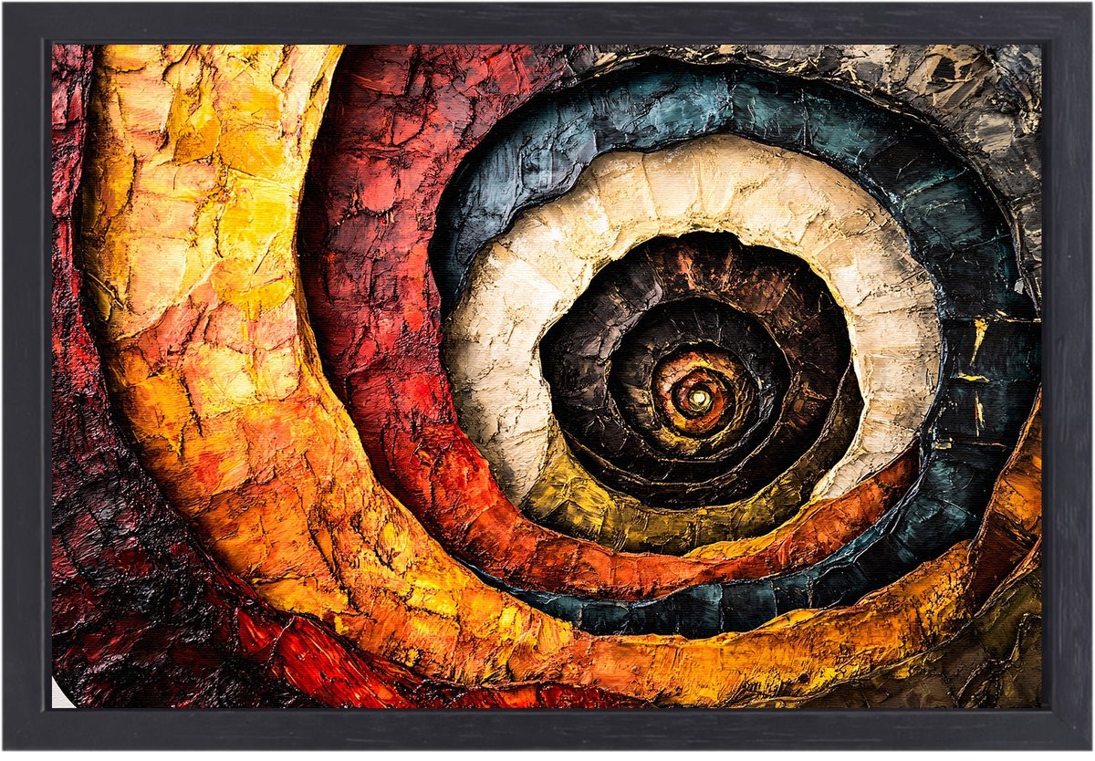 Abstracte spiraal in warme kleuren - Spiraal schilderijen canvas - Canvas schilderijen vor
