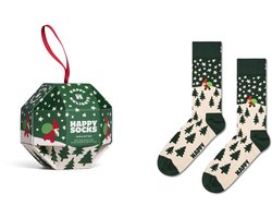 Happy Socks unisex giftbox sokken snow globe groen & wit