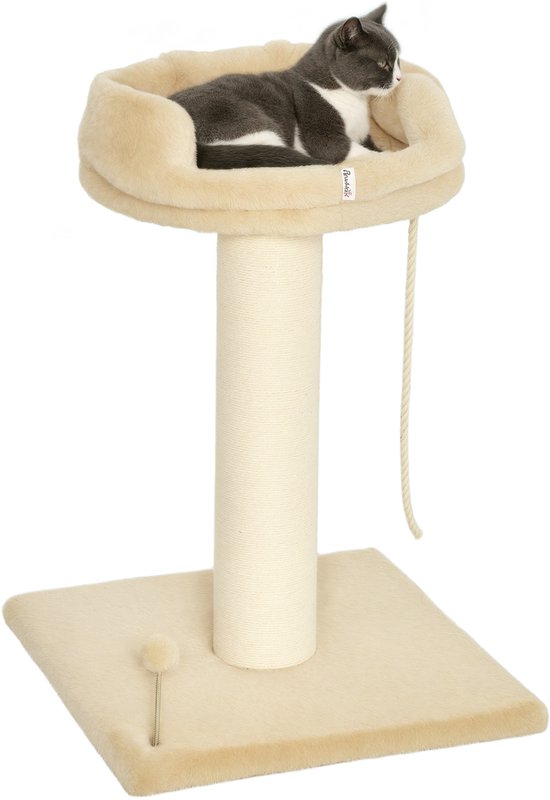 PawHut Krabpaal voor katten, hoogte 100,5 cm, met kussens en ladder, activiteitencentrum van lisdodde
