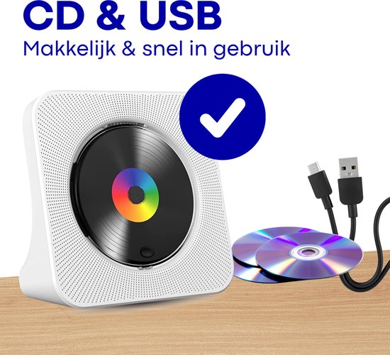 Vizual CD Speler met Bluetooth - Draagbare CD-Speler met HiFi Speakers, FM Radio, LCD Scherm en USB ingang van Vizual — afbeelding 5