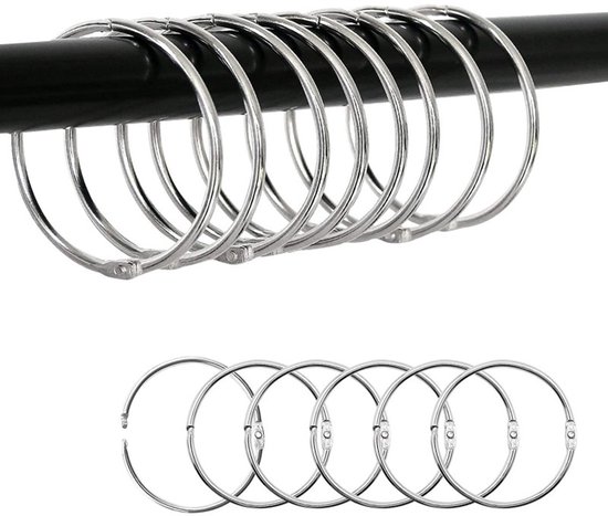 30x metalen gordijnringen met haken, 30 mm
