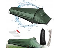 Kampeertent - Opvouwbare Tent - 1-persoons Outdoor Tent - Slaapzak - 220x50x50 Centimeter (Militair Groen) - Ultralicht Waterdicht & Windbestendig - Geschikt Alle Seizoenen - Voor Kamperen & Wandelen