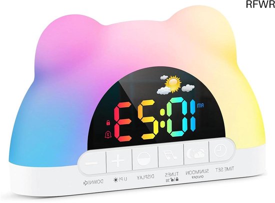 Sukeen Digitale Kinderwekker Met Licht En Geluiden - USB Oplaadbaar - Zwart