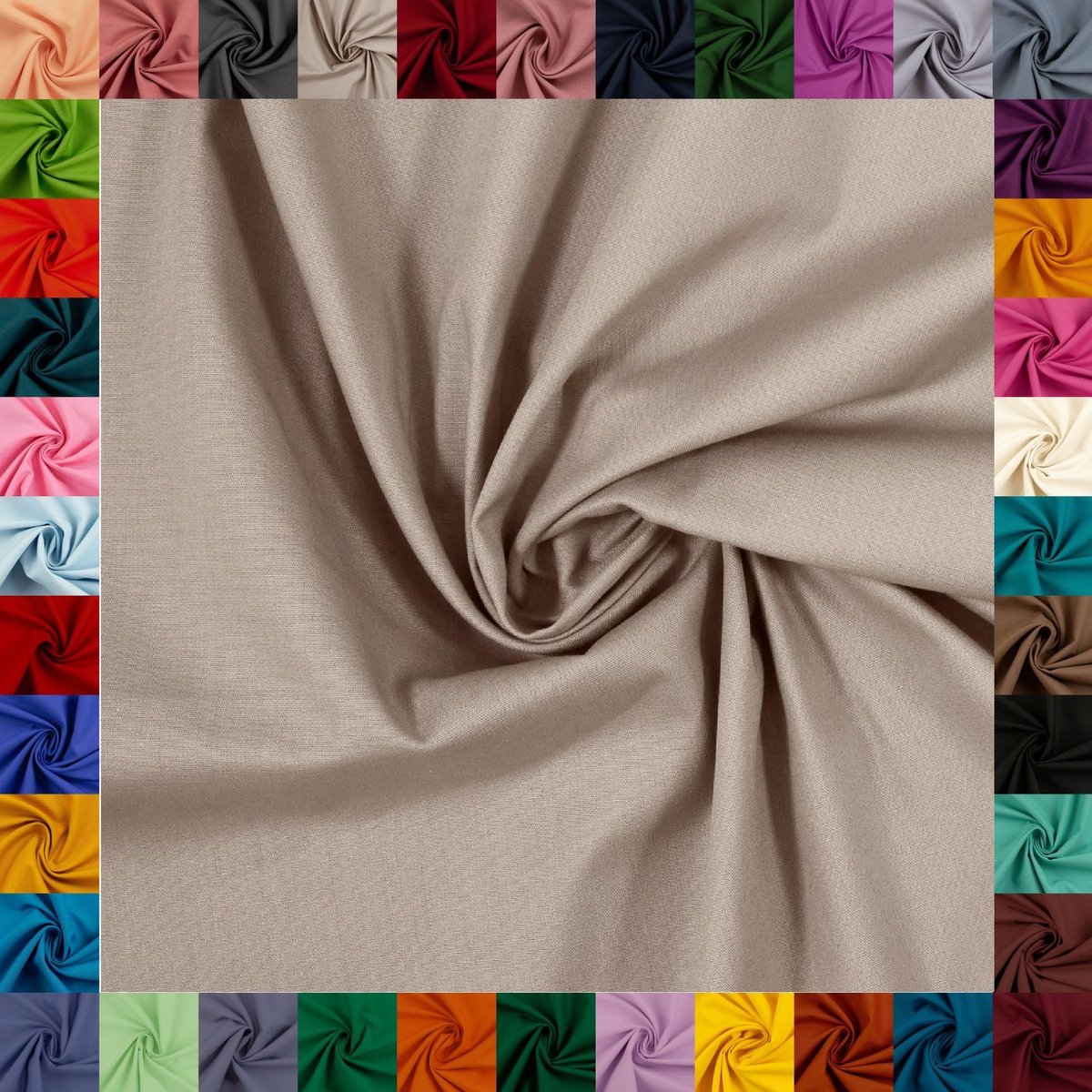 Katoenen stof HEIDE, Swafing, 42 effen kleuren, effen, 100% katoen, coupons, Oeko-TEX Standard 100 (beige, 1 m)