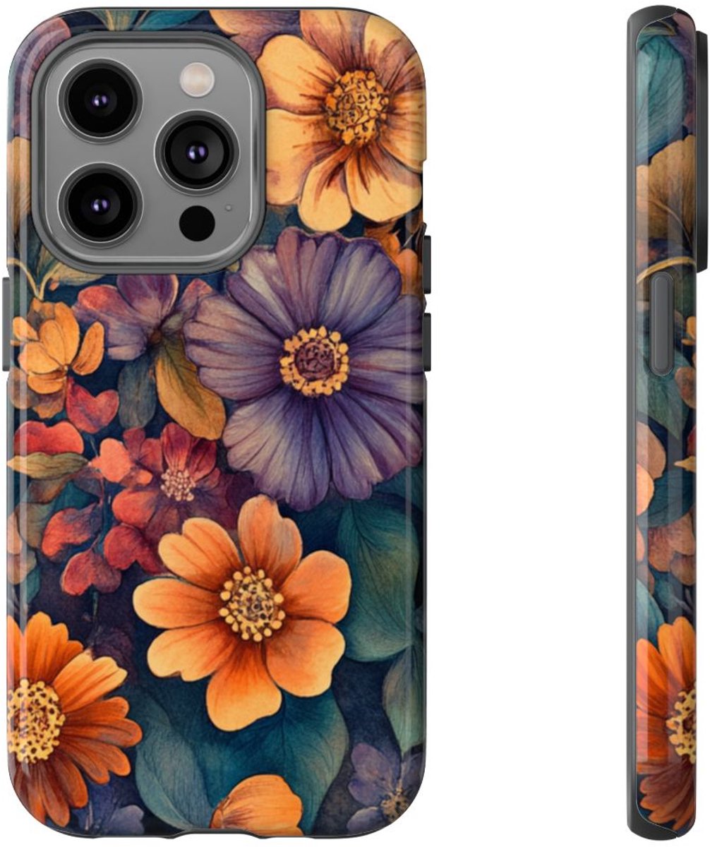 Levendig Aquarel Bloemenpatroon – Telefoonhoesje Geschikt voor iPhone 14 Pro