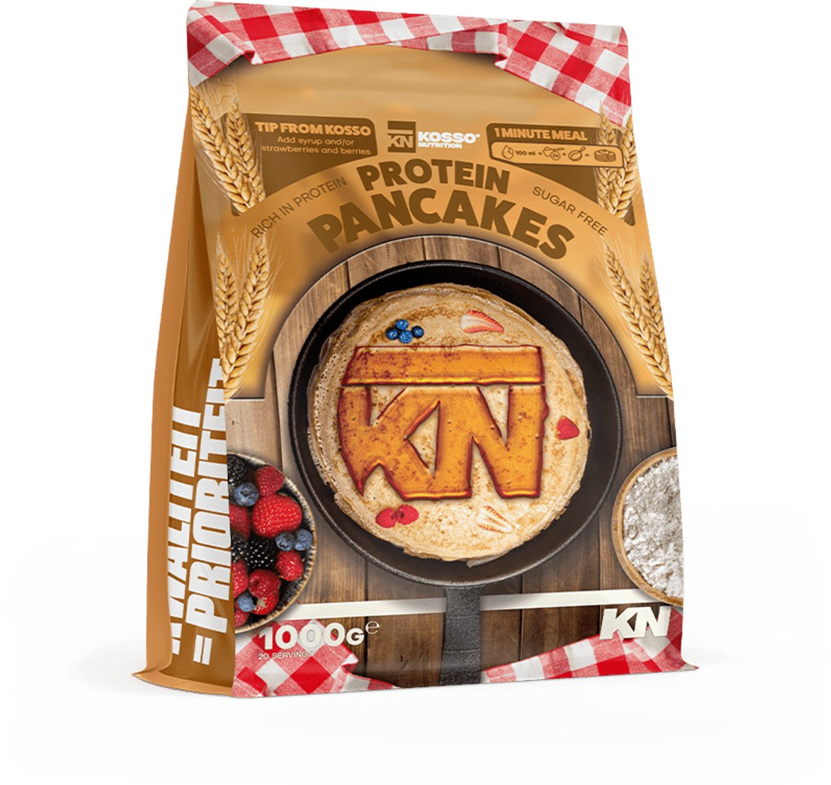 Kosso Nutrition – Protein Pancakes – Vanille – 23,5g Eiwit – Eiwitrijke Pannenkoekenmix – 1kg