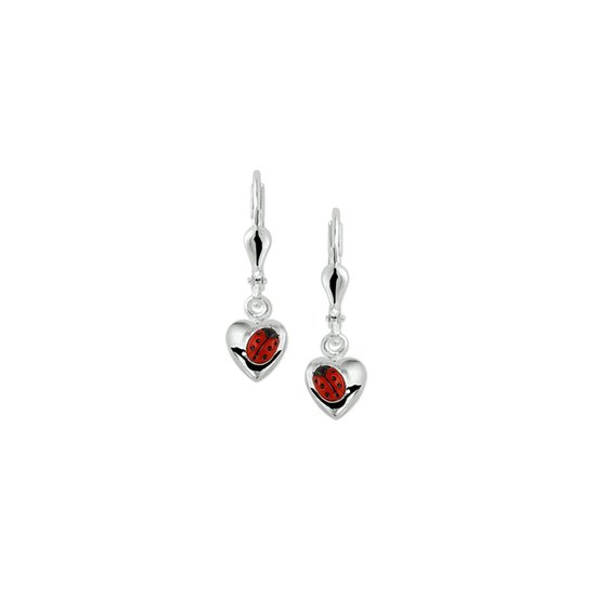 Yep! - Boucles d'oreille Coeur Coccinelle Crochet Brisur - Argent