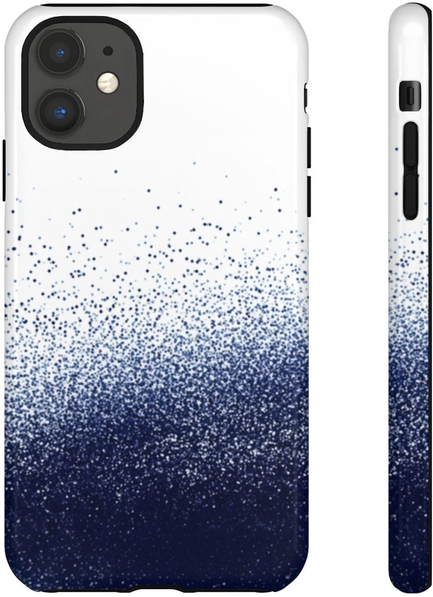 Abstracte Puntjesstructuur in Donkerblauw – Telefoonhoesje Geschikt voor iPhone 11