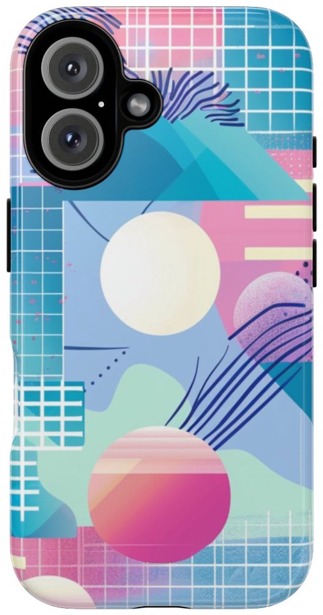 Abstract Geometrisch Patroon in Pasteltinten – Telefoonhoesje Geschikt voor iPhone 16
