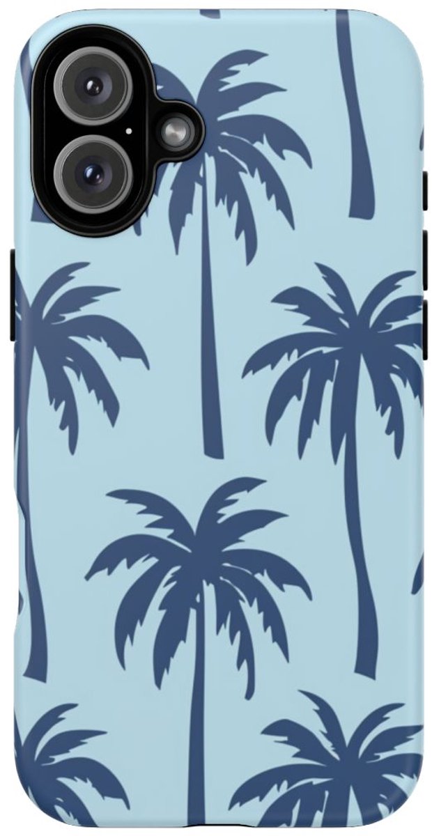 Blauw Palmbomenpatroon – Telefoonhoesje Geschikt voor iPhone 16 Plus