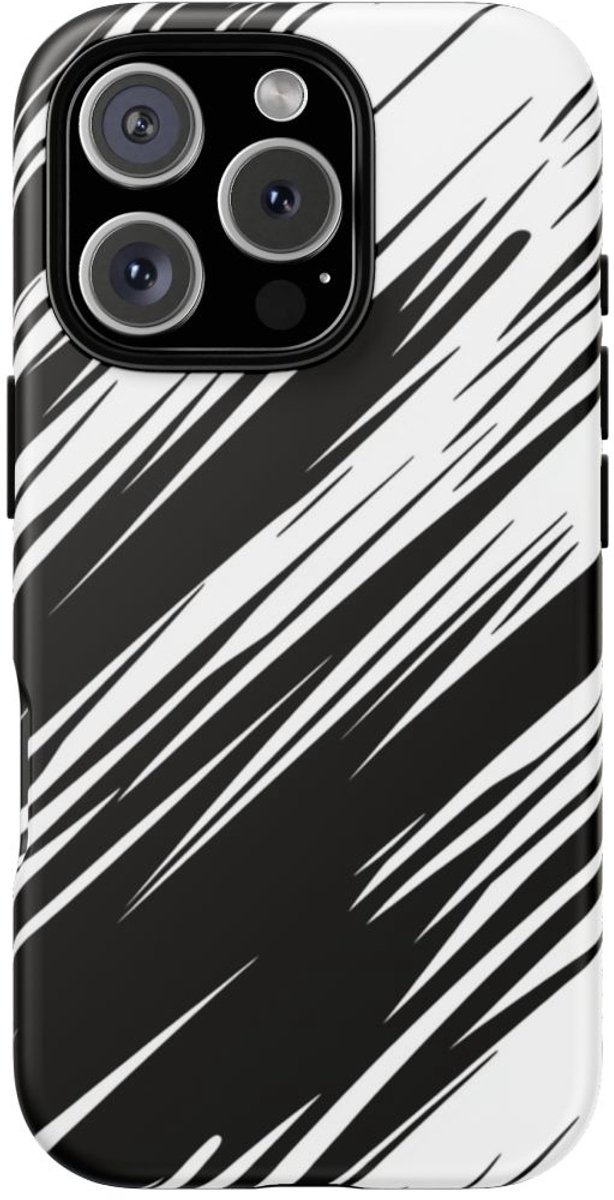 Zwart-Wit Snelheidslijnenpatroon – Telefoonhoesje Geschikt voor iPhone 16 Pro