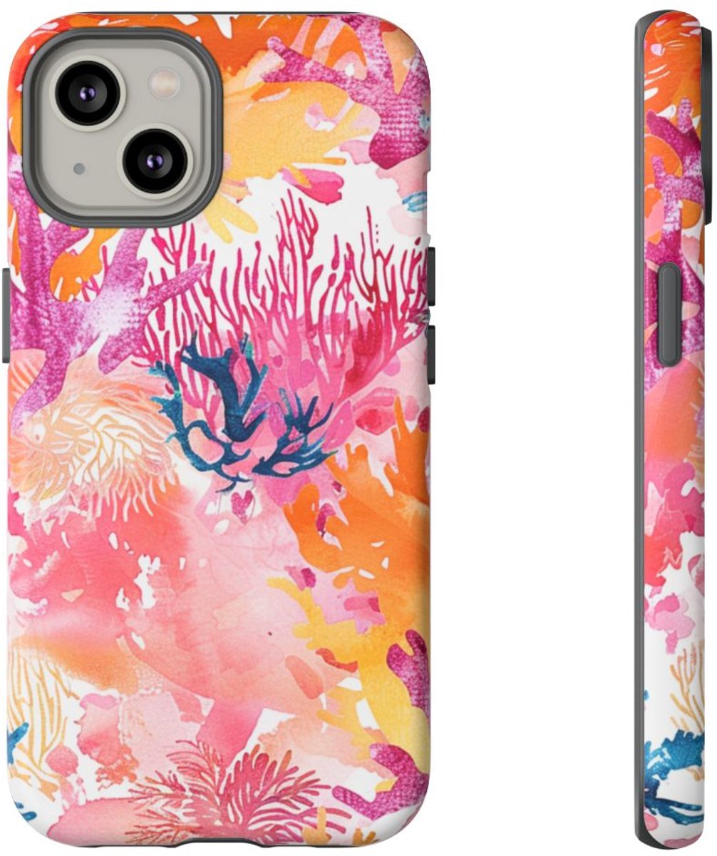 Aquarel Koraalrifpatroon – Telefoonhoesje Geschikt voor iPhone 14