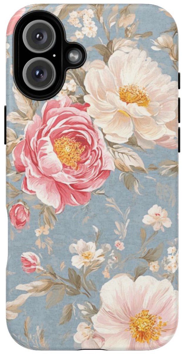 Romantisch Roze-Wit Bloemenpatroon – Telefoonhoesje Geschikt voor iPhone 16 Plus