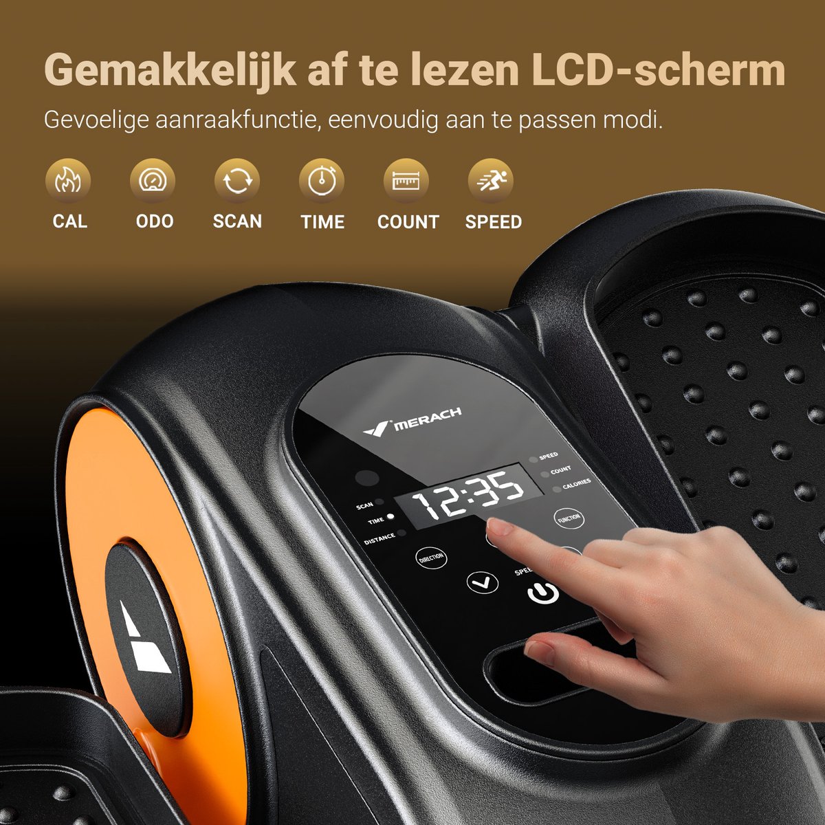 MERACH Mini Crosstrainer Onder Bureau Oranje 12 Niveaus - afbeelding 3