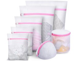 Set van 7 waszakken, wasnetten, waszak bh wasmachine waszak voor delicate was, bh, blouse, ondergoed, schoenen, babykleding, waszak, etc. (roze, 1XL, 2L, 2M, 2BH)